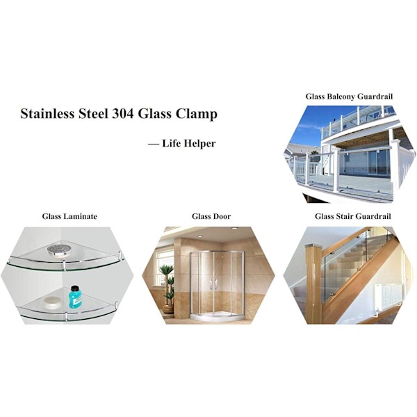 Glas Klemme 8 STK 6-8mm Rustfrit Stål 304 Glas Klemme Klemme Support Flad