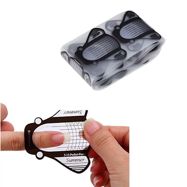 100 st Nail Art Tips Extension, Nail Art Transfer Sticker Form Guide Sticker Manikyr Design Dekoration Accessary