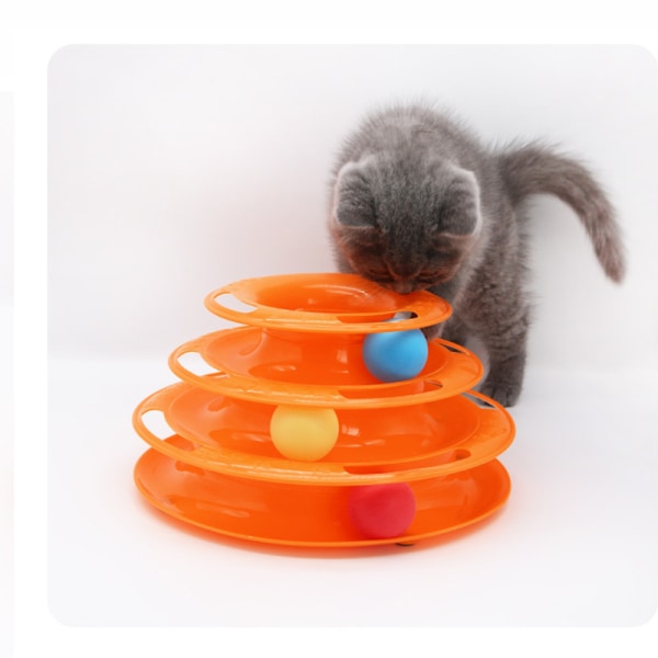 1 st katt leksak rulle, interaktiv katt leksak, inomhus katt leksak, katt spår leksak, katt boll torn, cirkulär spår med rörlig boll för flera kattungar jakt, jagande och motion