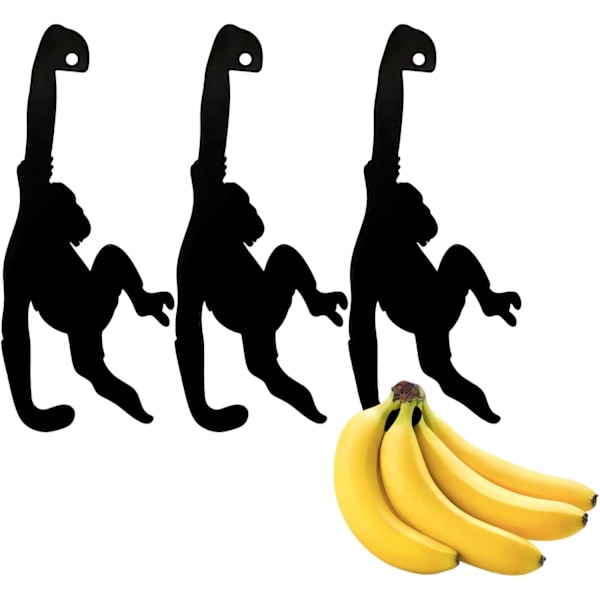 Apekatt Bananholder, 3 stk Bananholder Apekatt Bananholder for Bananer Praktisk Fruktholder Krok Apekatt Fruktholder Banan Stativ for Kjøkken D