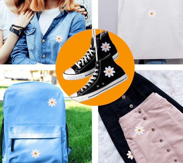 Daisy Blomster Patch Kläder Stryk På Patchar Applikationer Delikat Broderade