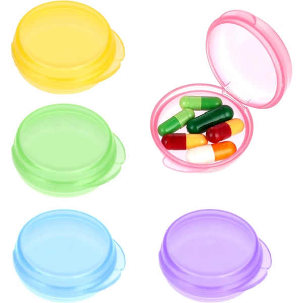 Liten pillerask, 5 st, bärbar minipillerask, medicinorganisatör