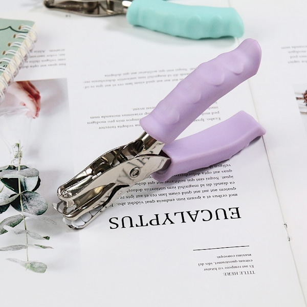 Reikäleikkaimet, Metallinen Pyöreä Paperileikkaaja Pehmeällä Otteella, Käsikäyttöinen Metallireikäleikkaaja, DIY-Töihin, Paperille, Korteille, Käsitöille (Violetti)