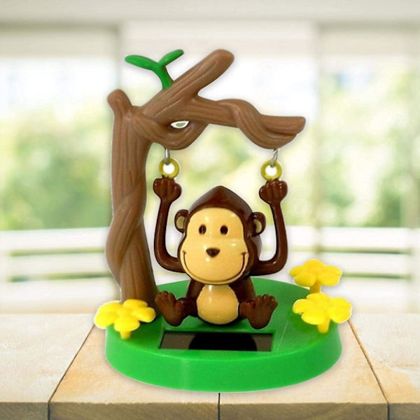 Solcelledrevet dansende dyrefigur Bobblehead Swing Monkey Swinging Ani