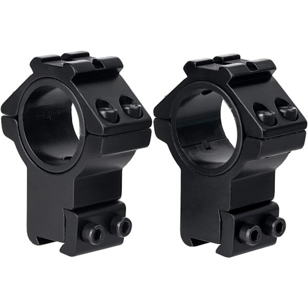 2 kpl Korkeat Kiikarin Renkaat - 30 mm Kiinnitysrenkaat Adapteri 11 mm Joutsenkaula Kiskoilla, Musta