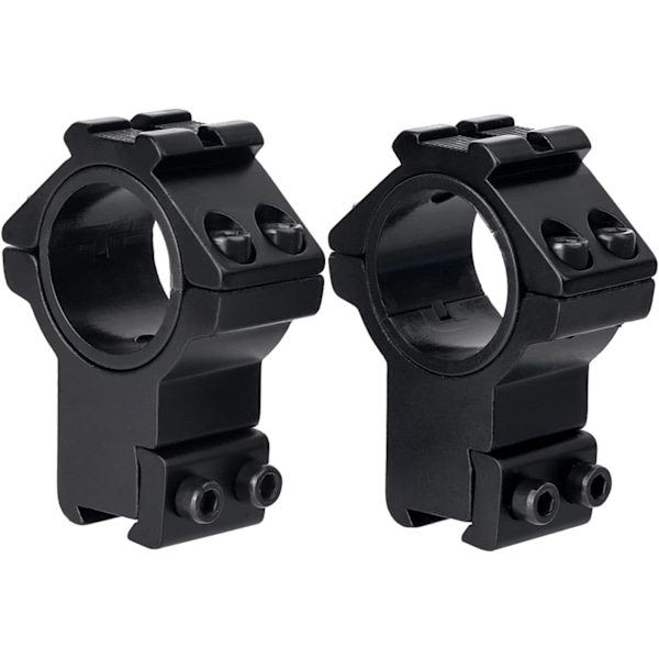 2 stycken höga kikarsiktesringar - 30 mm monteringsringsadapter med 11 mm svansstång, svart