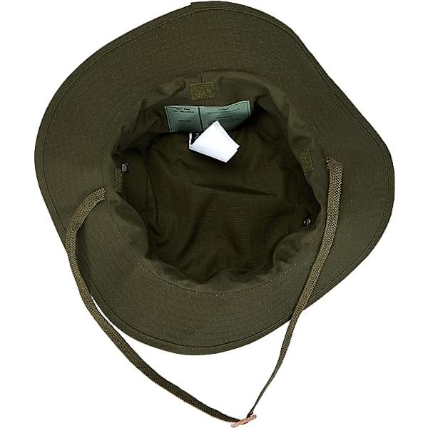 Britisk Boonie-hatt med nakkevarmer, safarihatt, tropisk hatt, forskjellige design - Grønn - Medium