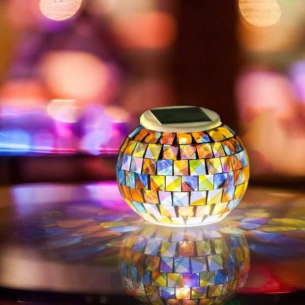 Solcellelampe Sol LED Natlys Farveskiftende Glaskugle Have