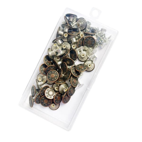 50 Klesknapper, Buksknapper, Jeansknapper, Metallknapper til Bukser, DIY