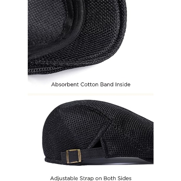 Beret Cap for Men Summer Mesh Breathable Drawstring Hat Newsboy F