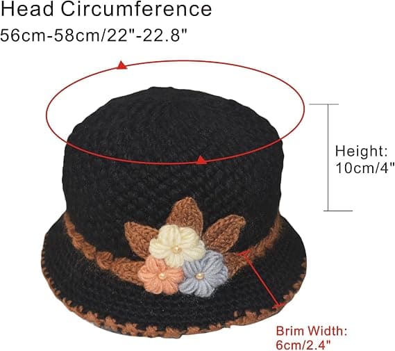 Fransk Tyk Kvinders Blomster Strikket-Ulden-Hætte Mode Beanie-Hætte Dame Hæklet-Spand-Hætte til Vinter