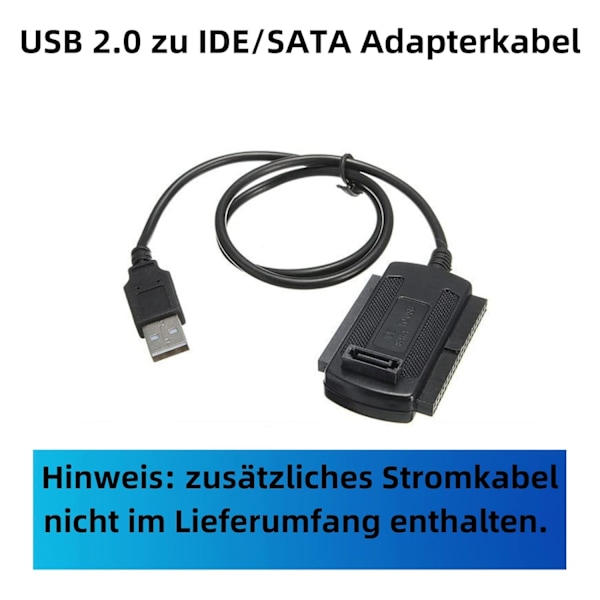 B95S Hårddiskadapter - USB 2.0 till IDE/SATA-omvandlarkabel för 2.5\" & 3.5\" HDD/SSD - Enkel överföring & Backup utan drivrutinsinstallation