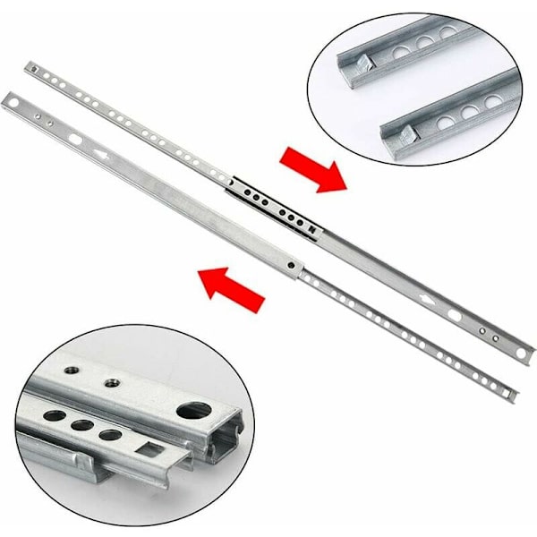 Skuffeskinne 2 par Metal Kugleleje Skuffeskinner Kugleleje Skuffeskinner Skuffeskinneskinner Kuglelejeskinner til Møbelskuffe 246x17x10mm