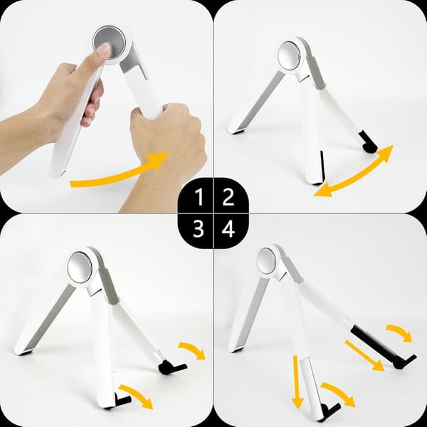 Justerbart tabletstativ kompatibelt med Apple iPad, iPhone, Samsung Galaxy og Kindle Fire (Hvid)