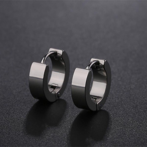 Rostfritt stål, svart, unika örhängen med små ringar för män 1