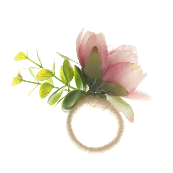 5 stk Serviettringer Rosa Blomster Serviettholder Kunstig Blomster Serviett