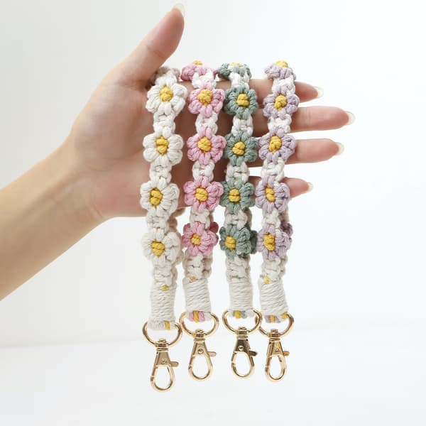 Håndlavet håndleds nøglering til kvinder med nøglering Macrame Lanyar