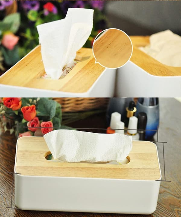 Trä servettlåda, servettdispenser 21x13x10cm, praktisk servettlåda, rektangulär