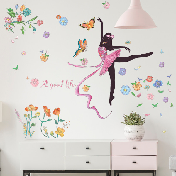 Butterfly Girl Wall Stickers Flower Fairy Wall Stickers Farverige