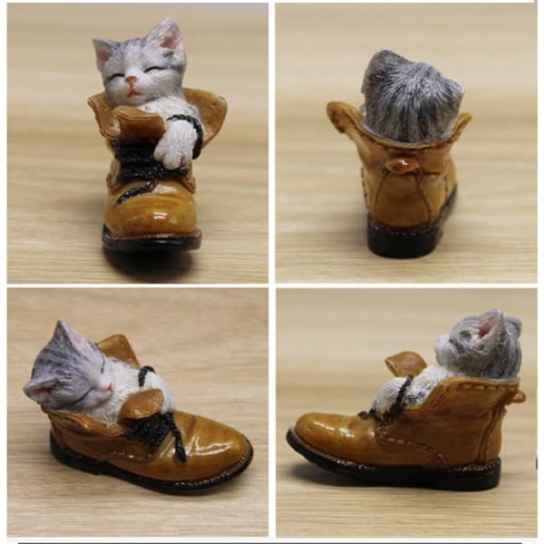 Small Miniature Sleeping Cat Figurines, Fairy Garden DIY Fairy Ac