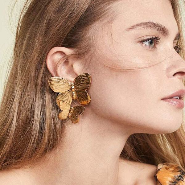 Guld Stora Fjäril Örhängen Drop Örhängen Charm Örhänge Kroppssmycken