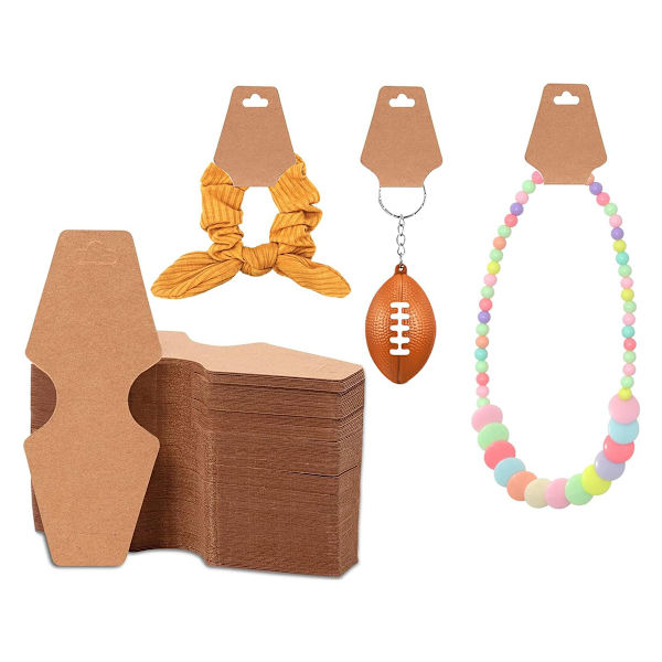 100 st Halsband Displaykort Pappers Smycken Displaykort Hållare Smycken Displaykort för Halsband, Armband, Hårsnålar (Brun)