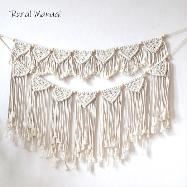 Set med 2 stk. Macrame veggdekor, Chic moderne vevd tapet, Håndlaget hjemmedekor