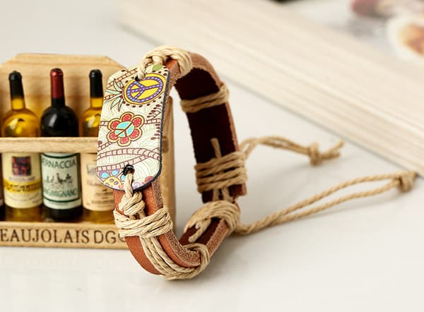 Läderarmband för män i flerskikts flätat läder