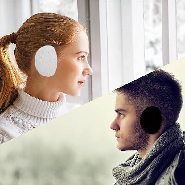 3 par bandlösa öronmuffar vinter fluffig fleece mjuk tjock öronvärmare vindtät (svart, vit, grå)
