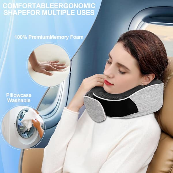 Reisepute i Memory Foam, Egnet for Fly og Tog (Lysegrå)