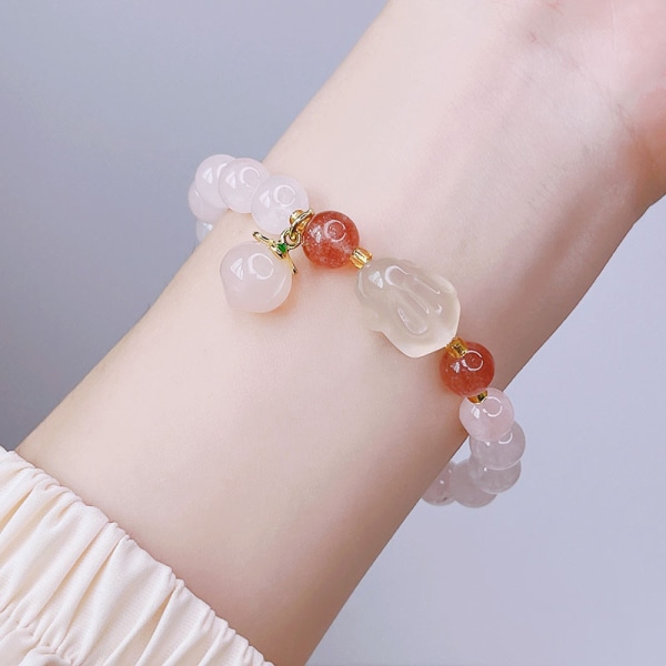 Strawberry Crystal Beads Bracelet with Rabbit For Women