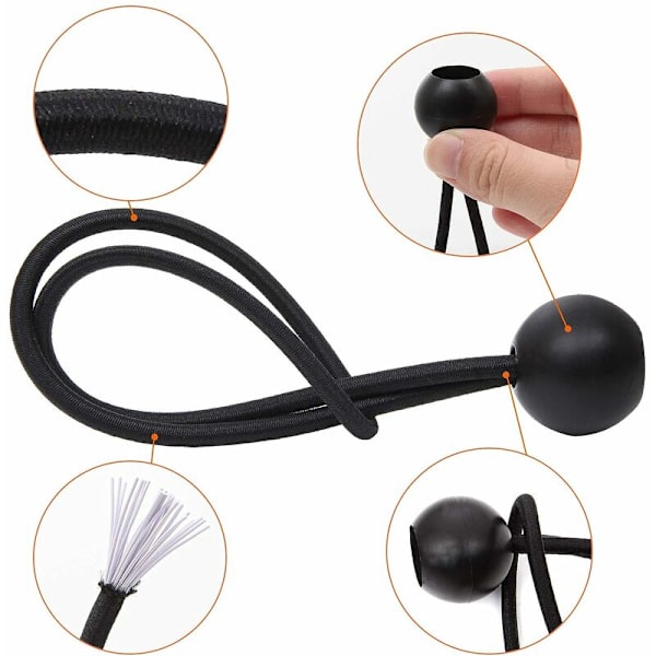 Presenningspännare Kuls spännare elastisk spännare gummispännare för banderoll, presenning, paviljong, tält, gardiner Förlängningssele, presenningstöd Vit, 15cm (Svart, 40st)