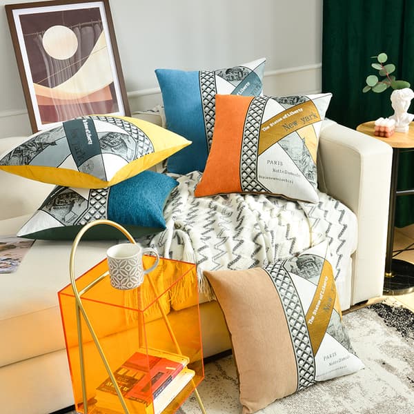 Set med 5 Kuddfodral 45 x 45cm Dekorativa Mjuka Kuddfodral Soffa