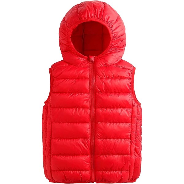 Boys Puffer Vest Girls Kevyt hupullinen lämmin takki punainen 4.2foo