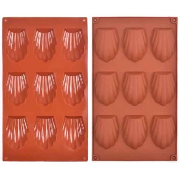 2 stk. Madeleine-form, silikone, 9-huls Madeleine-bageform, non-stick Madele
