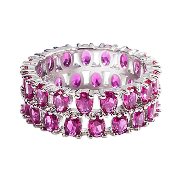 Diamant Dubbel Full Diamant Ring Kvinna  Het Säljande Inlagd Röd