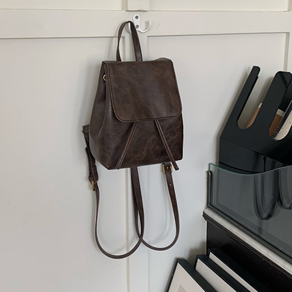 Liten ryggsäcksväska för kvinnor Läder ryggsäcksväska för kvinnor Estetisk ryggsäck Mini ryggsäcksväska för kvinnor (Brun),29*4*21cm