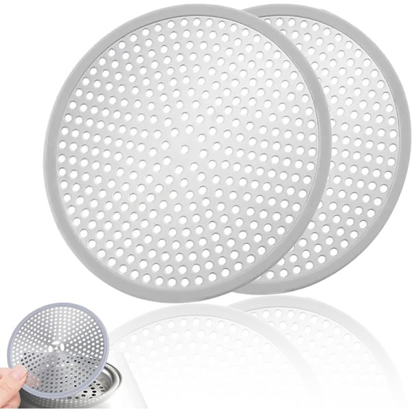 Set med 2 hårfångare i rostfritt stål och silikon (12 cm) (silver)