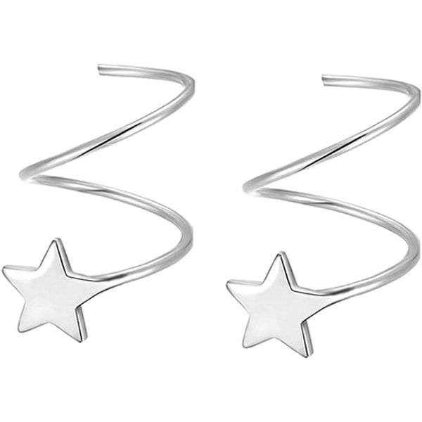 Silver Star øredobber for kvinner Tenåringer jenter Fashion Star Wrap Earri