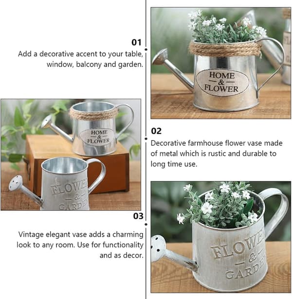 4 st Shabby Chic Rustik Lantgårdskruka Mini Metall Galvaniserad W