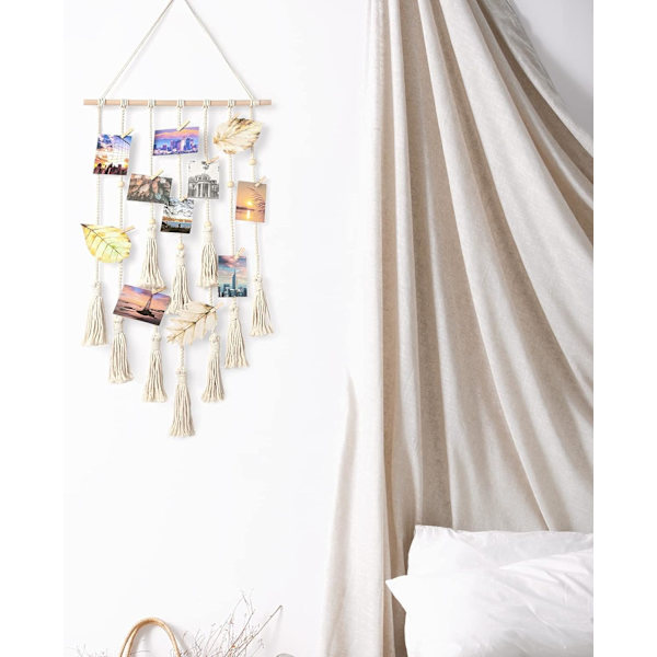 Hengende fotodisplay Frynser Vegg Hengende Bildearrangør Boho