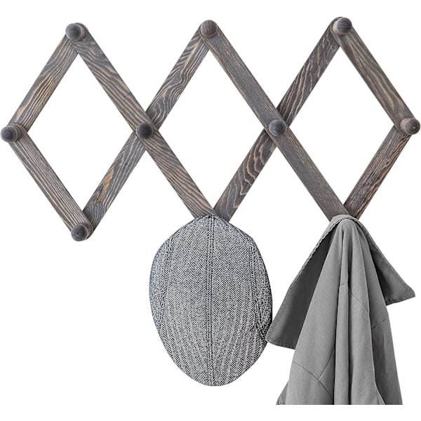 10 Rusty Gray Wood Retractable Accordion Nail Hangers