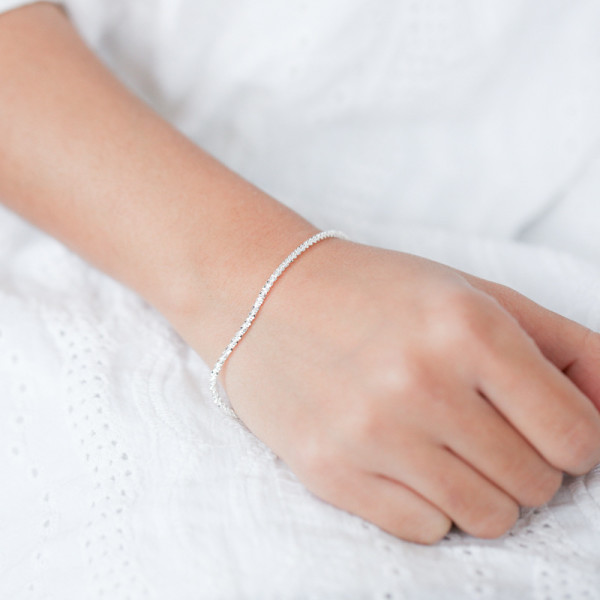 925 Silver Gypsophila Flash Chain Armband Bangle Kvinnor Justerbar