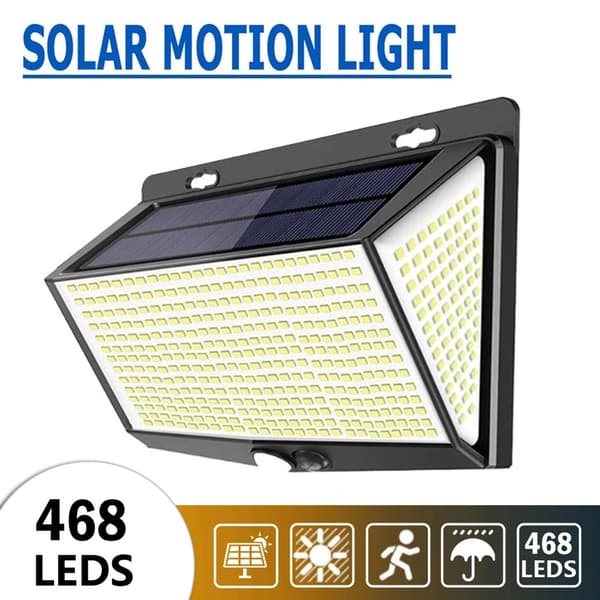 Udendørs solcellelys, [468 LED 2000 Lume 2-pak] Udendørs solcellelys
