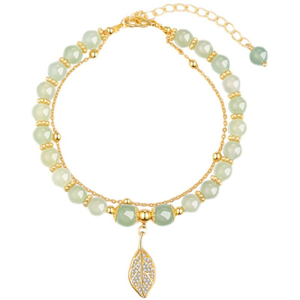 Hetian Jade Gold Leaf Armband - Hetian Jade Elegant Temperament