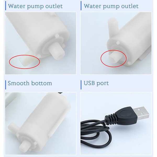 Liten, ultratyst DC 5V USB-dränkbar pump för akvarium