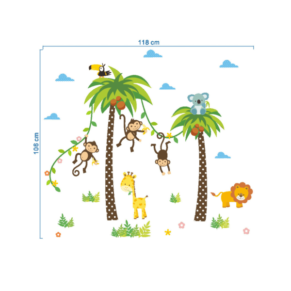 Jungle Wall Stickers Mural Decals Bedroom Kids Baby Nursery Livin