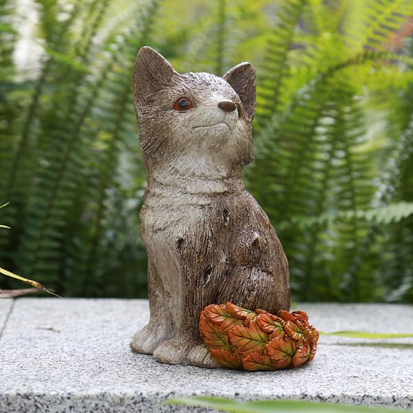 Ræven Have Statue, 17cm, Fuld Farve