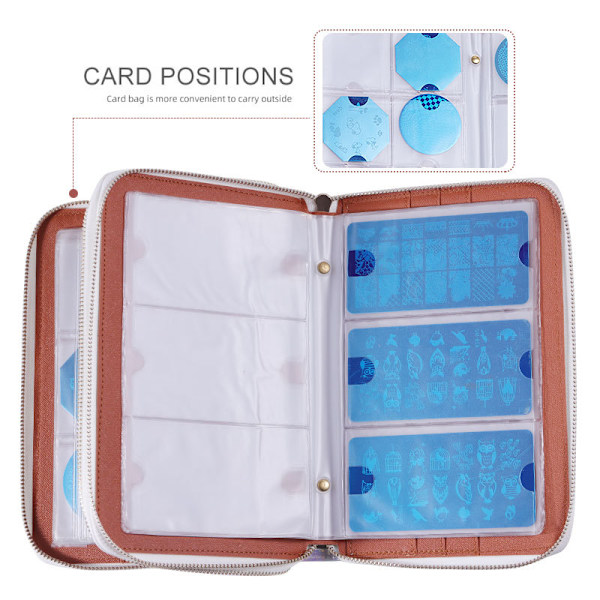 Neglepladeholder Etui Manicure Neglekunst Plade Organizer Med Lynlås Negl Skabelon Etui - 20 Pladser