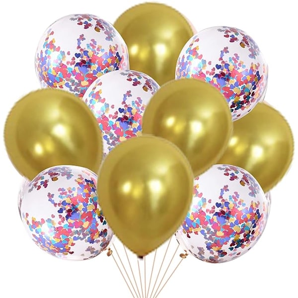 Guld Färgglada Söta Hjärtan Paljetter Fest Dekoration Ballonger,  Fu